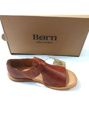 Born Ingah Brown Leather Open-Toe Sandals New with Box Size 8M Shoes